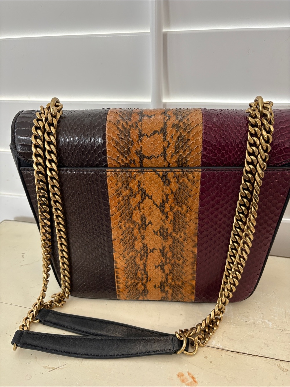 Veronica Beard Multicolor Python-Texture Chain Shoulder Bag - Picture 3 of 9